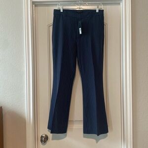 Banana Republic- NWT- Sculpted Stretch Pant- Navy with Beige pinstripes, Size 4